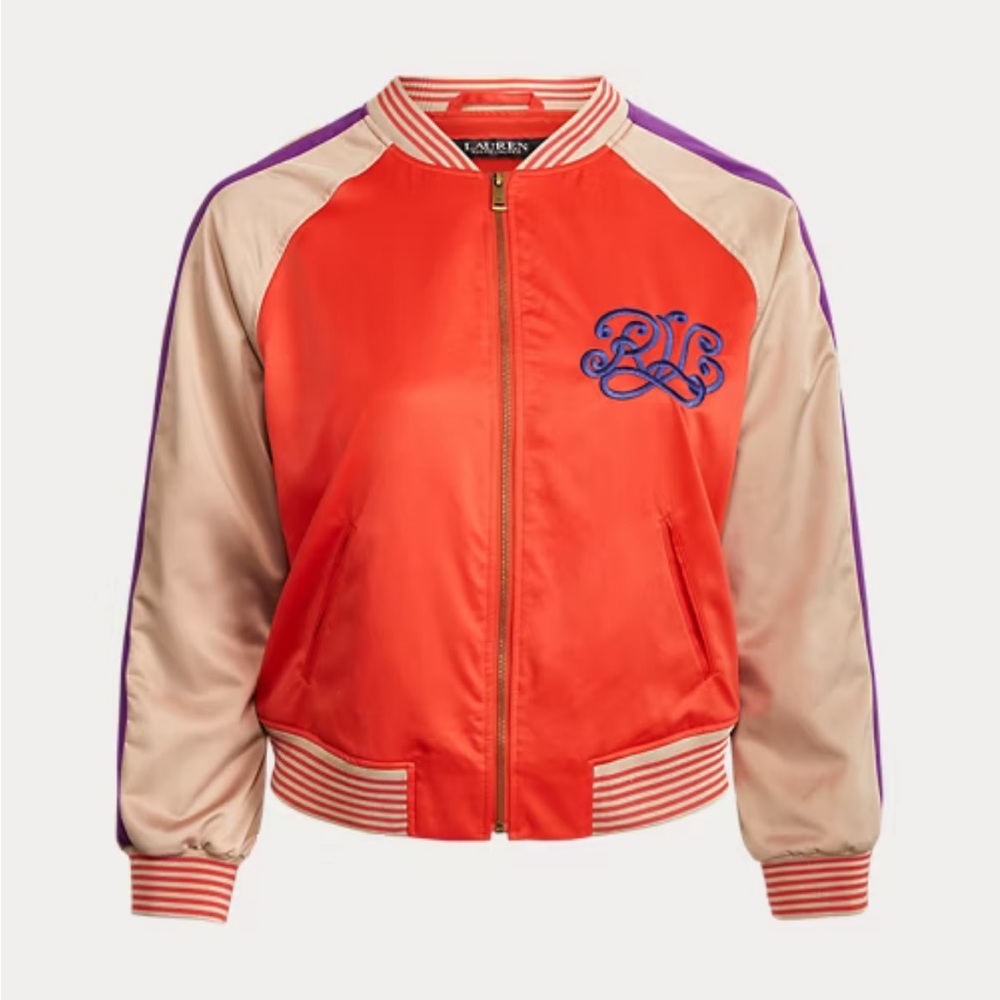 Ralph Lauren Embroidered Satin Bomber Jacket - Picture 15 of 15